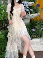 Vestido de princesa de gama alta con temperamento dulce francés, novedad de verano, estilo adelgazante, vacaciones irregulares, primer amor - details 10