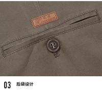 Pantalones Casuales de Cintura Alta para Hombres Color Sólido, Cintura Suelta, Algodón Puro, Doble Pliegue, Sin Arrugas - details 21
