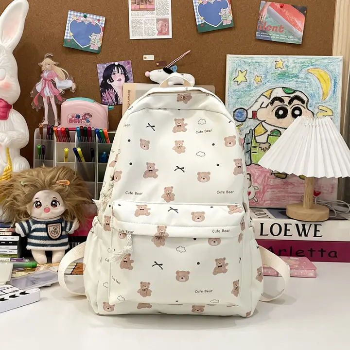Mochila Universitaria de Nylon Estilo Oso Lindo para Estudiantes de Secundaria Lindo y Dulce - 1