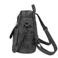 Mochila de gran capacidad de Color sólido, cuero PU texturizado, mochila de regreso a la escuela, bolsa de viaje de moda - details 0