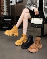 Suela gruesa de diseñador con logotipo de Dropshipping para mujer, botas cortas de cuero con aumento de altura - details 2