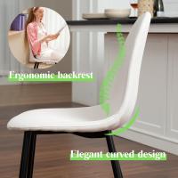 Juego de 4 sillas giratorias de ante para comedor con asiento acolchado, sillas de diseño para salón o cocina, con patas de metal negro, marrón - details 49