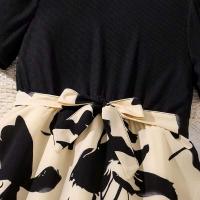 Moda coreana de verano para niños, manga corta floral negra con cinturón, vestido cómodo y decente para fiesta o vacaciones - details 5