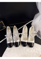 Nuevo francés Xiaoxiangfeng tacón grueso Mary Jane temperamento versátil color coincidencia de zapatos individuales de tacón alto - details 41