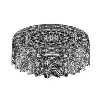 Mantel circular mandala, flor de loto de la vida, impermeable, resistente al aceite, 60 pulgadas, forma geométrica sagrada - details 30