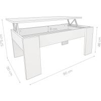 Elevable, Mesita de Salón o Comedor, Madera, Acabado en Color Blanco, Medidas - details 4