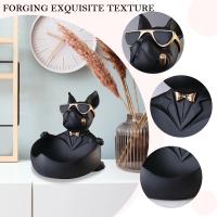Escultura de Bulldog Francés, estatua de perro con bandeja y soporte para llaves, adornos de decoración del hogar, regalo de almacenamiento, estatuilla de Animal - details 3