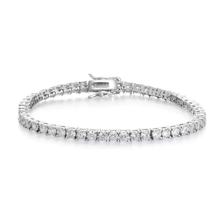 Pulsera de Tenis para Mujer, Pulsera de Plata de Ley 925 con Piedras Zirconia Cúbica de 4mm, Regalos para Mujer - 1