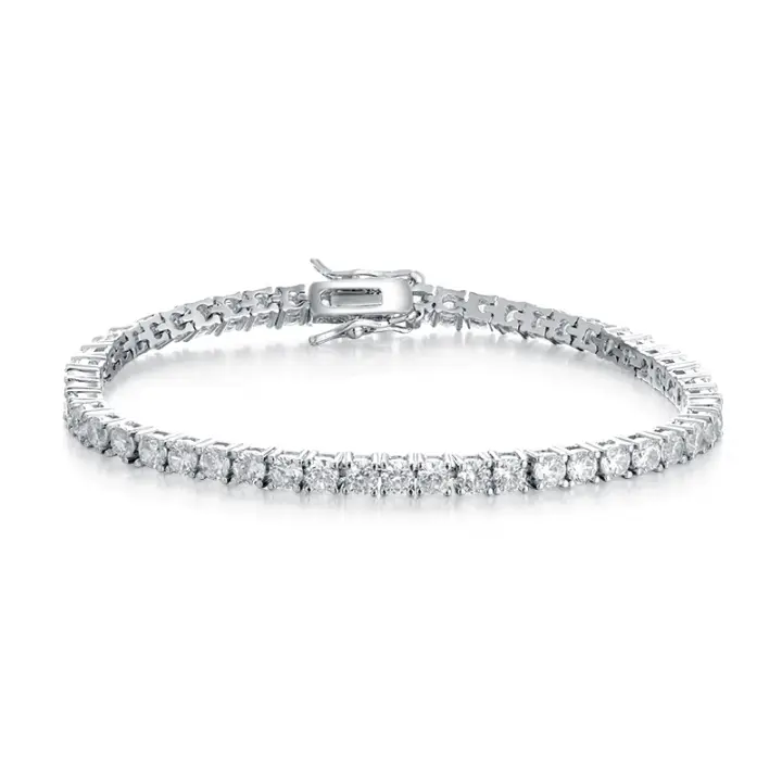 Pulsera de Tenis para Mujer, Pulsera de Plata de Ley 925 con Piedras Zirconia Cúbica de 4mm, Regalos para Mujer - 1
