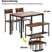 Juego de comedor de 4 piezas con mesa, 2 sillas y 1 banco. Conjunto de muebles de cocina de madera con estructura de acero. - details 6
