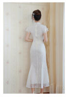Elegante Vestido de Bordado de Alta Gama Estilo Chino 2025 Otoño Falda Cheongsam de Compromiso de Cola de Pescado - details 8