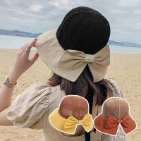 Nuevo protector solar en primavera y verano, moda para mujer, cubo de ocio, sombrero plegable con lazo para el sol, protección UV, gorra ancha para mujer - details 1