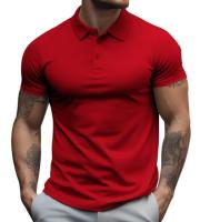 Polo de manga corta para hombre, camiseta informal con cuello Henley, talla grande, primavera, verano, Azul, Negro, RED2xl - details 3