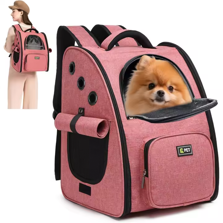 ALLSOPETS Transportin Gato Mochilas para Perro Plegable Bolsa de Transporte para Mascota Transpirable Viaje Mochila para Gatos y Perros Pequeños Carga Máxima 6.5 KG (Gris Oscuro) - 1