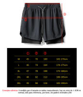 Pantalones Cortos Deportivos Ligeros y Secado Rápido Doble Capa para Entrenamiento en Gimnasio y Correr Ropa de Verano para Hombres - details 0
