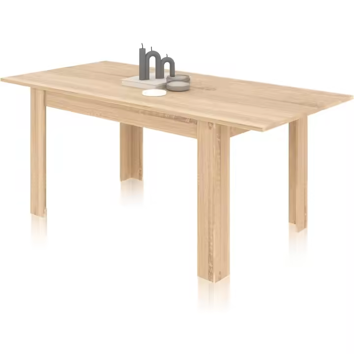 Comedor Extensible, Mesa Rectangular, Modelo Danna, Acabado Blanco Artik y Roble Canadiense - 1