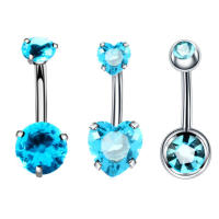 Juego de piercing de cristal para el ombligo, conjunto de Anillo para el ombligo, 14g, g23, de titanio, 6-10mm, 1 unidad - details 1