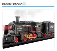 Tren de vapor clásico vintage, tren eléctrico de batería, locomotora de ferrocarril, juguetes de tren con rociador de agua, luz y sonido - details 6