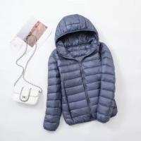 Chaqueta de plumón ultraligera con capucha para mujer, cálida y fina, talla grande - details 8