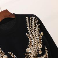 Conjunto de 2 piezas para mujeres, chándal con flores, lentejuelas y perlas, top de punto y pantalón, conjunto deportivo casual - details 5