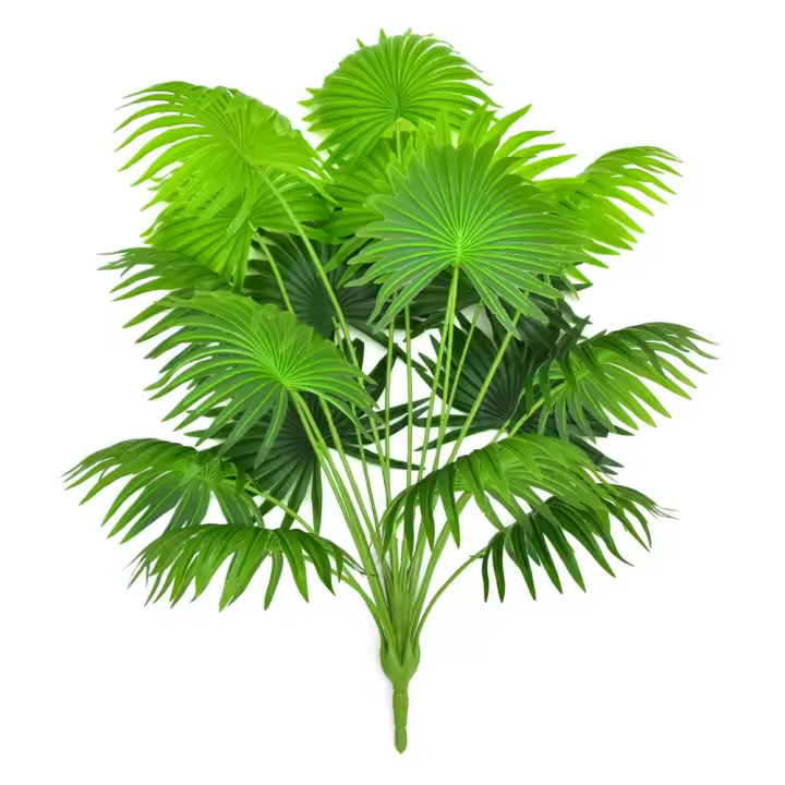 Planta de hoja de palma Tropical Artificial, helecho, plantas tropicales, abanico Artificial, tacto Real, hecho a mano, 9-18 hojas - 1