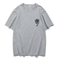 Top casual de algodón peinado con diseño de estampado creativo, rosa romántica de verano Unisex, 170g - details 16