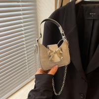 Bolso informal de piel sintética con hebilla y lazo para mujer, bolso de mano de Color sólido, bolso de cubo plateado, Mini bolso cruzado, bolso de hombro para mujer y niño - details 0
