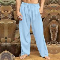 Pantalones sueltos de lino y algodón para hombre, pantalón informal de verano, Color sólido, talla grande, S-5XL - details 14
