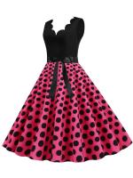 Dot print summer women elegant vintage party casual sleevelss a line dress - details 35