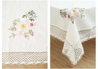 Manteles de lino para piscina antipiscina ENCE huecos de algodón blanco floral europeo, juegos de muebles de TV para bodas - details 8