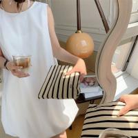 Bolsa de maquillaje a rayas de lona, ​​bolsa de lápiz labial de gran capacidad, bolsa de cosméticos, organizador de artículos de tocador, bolsa de almacenamiento, reorganización - details 16