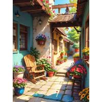 Pintura Ruopoty moderna en lienzo con marco de flor de casa hecha a mano para adultos decoraciones para el hogar tipo de pintura por números tamaño 40x50cm - details 0