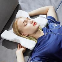 1 pieza Almohada de soporte de cuello ergonómico en forma de U – Ayuda ortopédica para dormir con funda de fibra de fluido de hielo, funda blanca suave y compartimento de almacenamiento, ideal para dormir de lado, viajes y relajación, Almohada - details 0