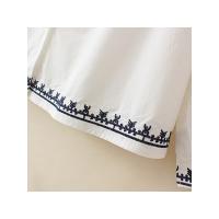 Tops de algodón con cuello levantado para mujer, blusas holgadas de manga larga con dobladillo bordado, ropa curva, talla grande, 4XL, primavera - details 10
