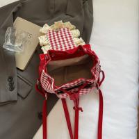 Mochila multifuncional de estilo coreano con encaje a cuadros, mochila de viaje con cerezas, bolso para libros, bolso de hombro con lazo de gran capacidad para verano - details 1