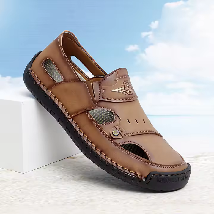 2025 nuevo verano Baotou sandalias de hombre transpirable Casual zapatos de playa huecos grandes - 1