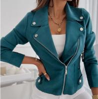 Chaqueta de Cuero de Moto Asimétrica con Cremallera Ropa de Exterior de Moda para Mujeres en Otoño e Invierno Ajuste Delgado, Color Sólido, Estilo Motero - details 8