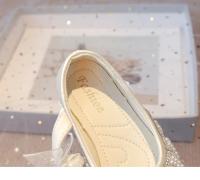 Zapatos con diamantes de imitación para niñas, pajarita de encaje con perlas y corazón grande, vestido plano de princesa a la moda para fiesta de boda, elegante - details 15