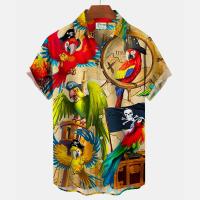 Camisa hawaiana de manga corta con estampado 3D de loro de verano para hombre y mujer, ropa para hombre - details 15