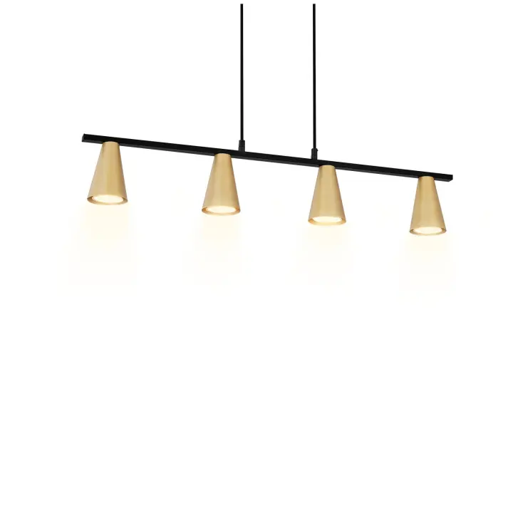 CBJKTX Lámpara colgante mesa de comedor lámpara colgante dorada: GU10 lámpara colgante moderna 4 llamas metal en negro industrial - 1
