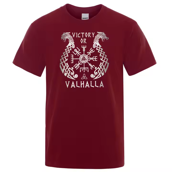 Camiseta con Estampado de Leyenda Vikinga para Hombre, Prenda de Algodón, Manga Corta, Estilo Retro, Valhalla Odín, Camisa Clásica de Verano, 2022 - 1