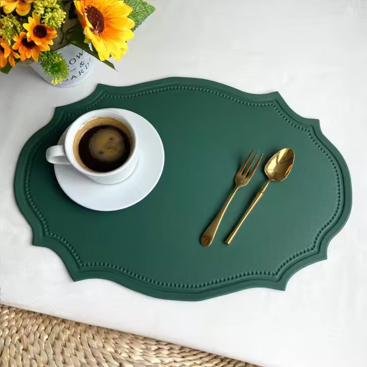 Elegante Juego de Manteles de Comedor de Cuero Falsio 1/4/6PCS Diseño de Forma PU - 1
