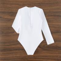 Traje de Baño de Una Pieza de Colores Sólidos Manga Larga Ajuste Ajustado Material de Nylon - details 12