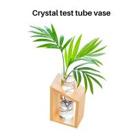 Florero de tubo de ensayo de cristal con soporte de madera, macetas para plantas hidropónicas, decoración del jardín del hogar - details 2