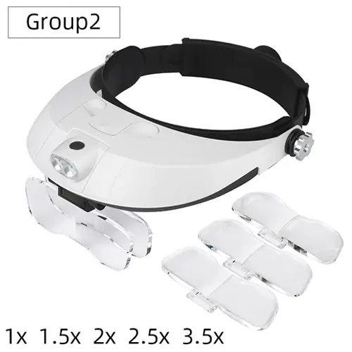 Lupa de diadema LED Profesional, gafas de aumento para joyería, lupa para reloj, reparación electrónica, 1X, 1,5x, 2X, 2,5x, 3,5x, lupa de lente - 1