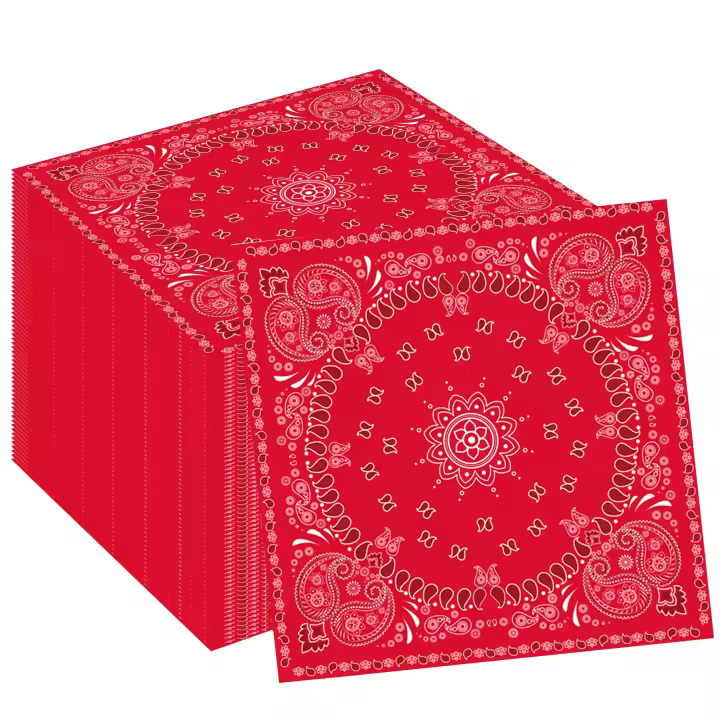 Juego de Pañuelos de Bandana Rojo de 200 Piezas Vajilla de Comedor Desechable para Fiesta de Vaquero Americano Ideal para Cumpleaños, Baby Shower, Decoración de Fiesta - 1