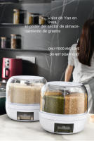 Dispensador de cereales y arroz, contenedor giratorio de 360 °   para alimentos secos de cocina con 6 compartimentos, fácil de q - details 0
