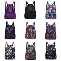 Bolsa de poliéster con cordón para niñas adolescentes, bolso de compras portátil, impermeable, con estampado Floral, plegable, para deportes y escuela - details 2