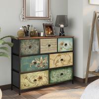 Mueble de Almacenamiento Cómodo con 9 Cajones Diseño Industrial de Metal con Superficie de Madera y Cajones de Tela para Sala de Estar, Habitación Infantil, Pasillo Estilo Rústico - details 15