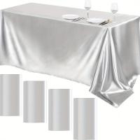 Mantel de Satén Rectangular Gris Ideal para Bodas, Navidad, Fiesta de Cumpleaños, Banquete - details 0